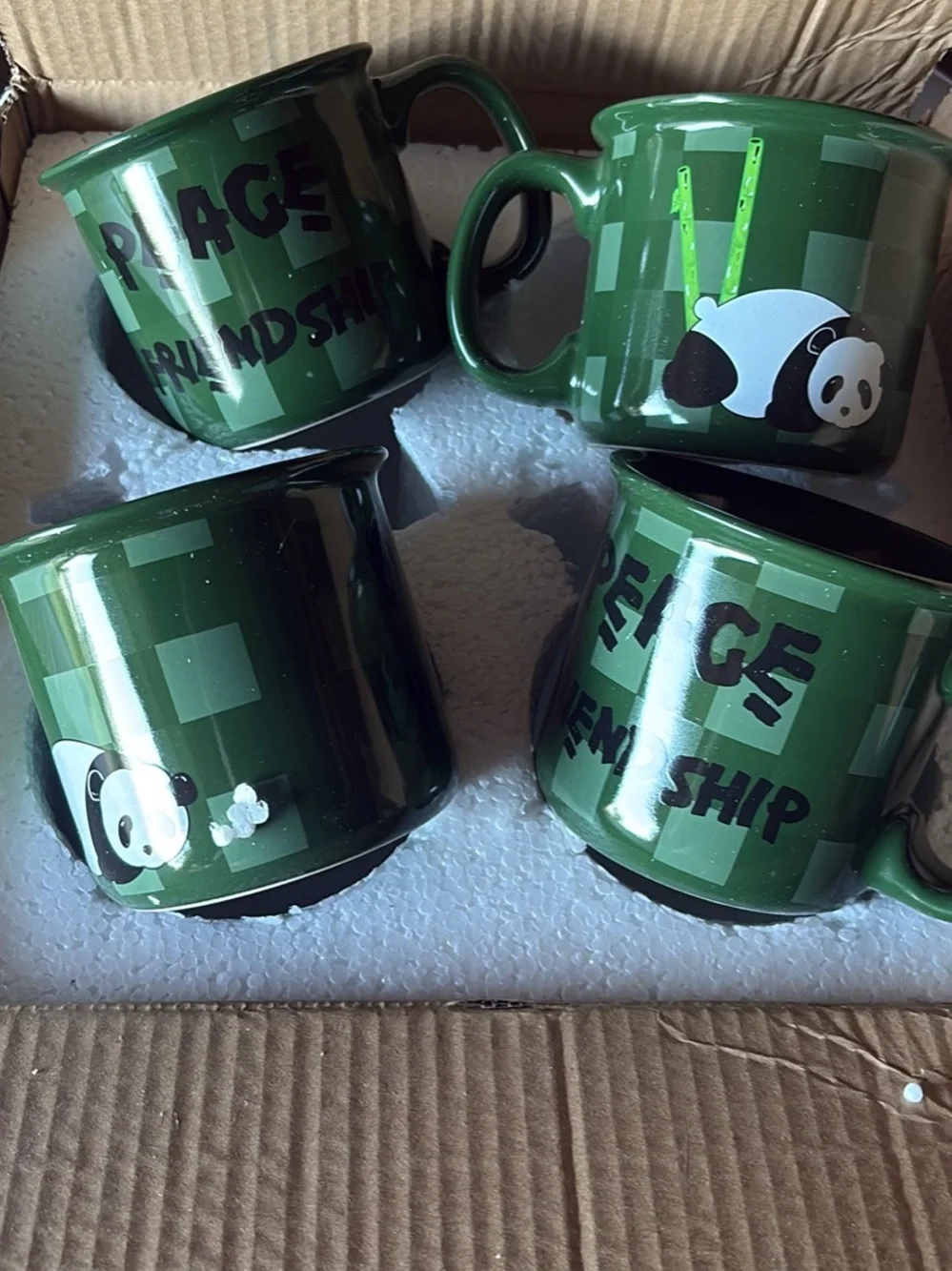 Green Panda Friendship Ceramic Mug Set - Home Party Supplies